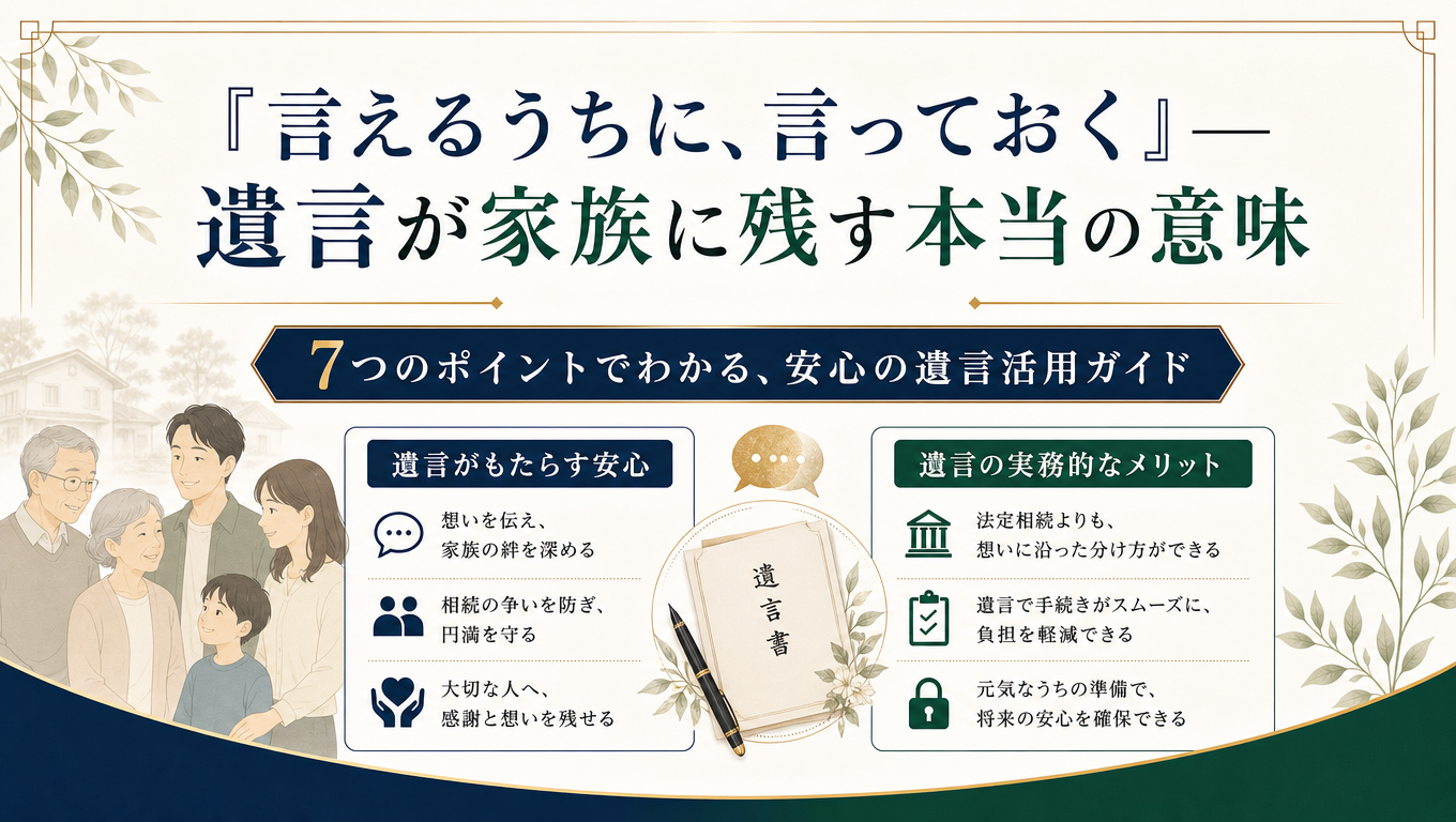 「言えるうちに、言っておく」— 遺言が家族に残す本当の意味
