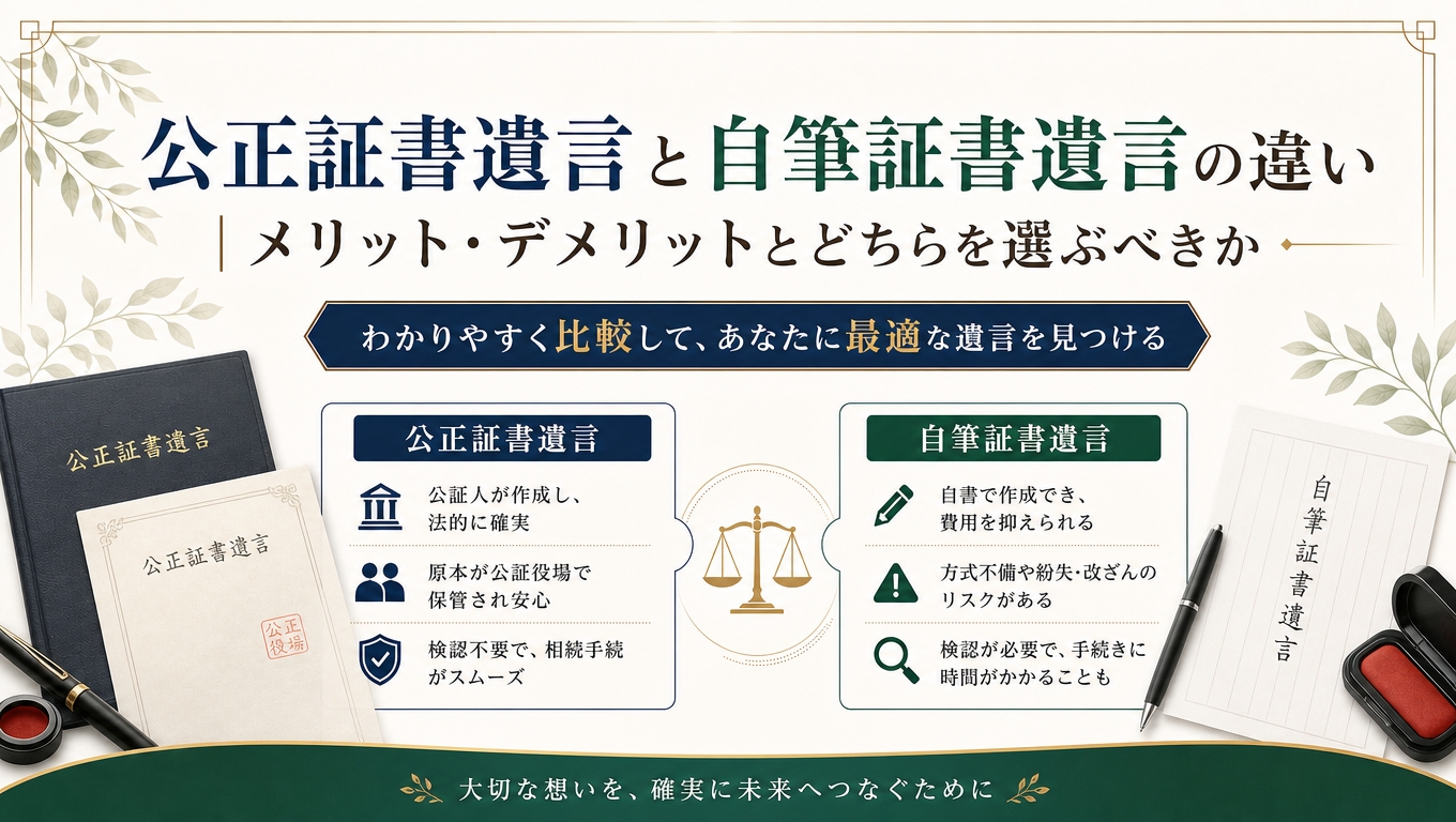公正証書遺言と自筆証書遺言の違い｜メリット・デメリットとどちらを選ぶべきか